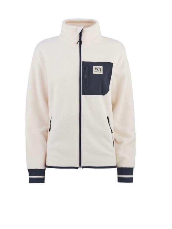 Kari Traa Jackets & Blazers - Kari Traa Women's Cream Fleece Jacket with Green Trim